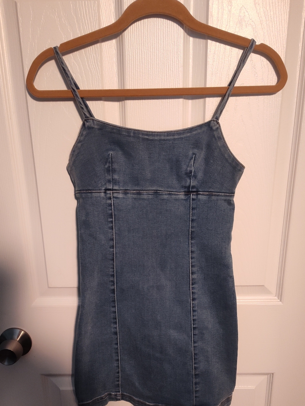refuge Denim Blue Spaghetti Strap Mini Dress